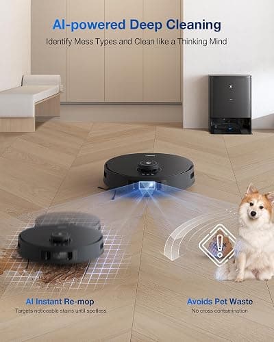 ECOVACS DEEBOT T30S PRO Robot Vacuum and Mop, 11000Pa, TruEdge Adaptive Edge Mopping, ZeroTangle Technology, AI Instant Re-mop, Self-Emptying & Refilling, AI Obstacle Avoidance thumbnail 6