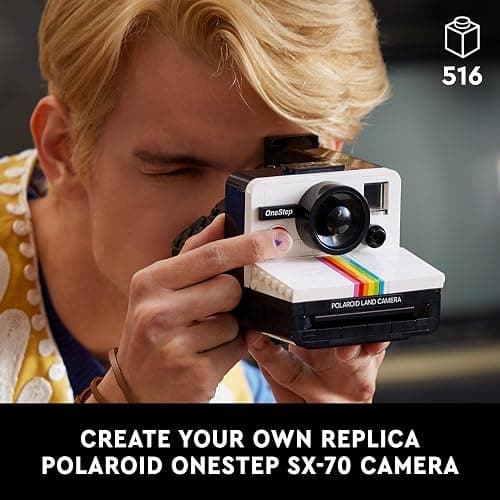 LEGO Ideas Polaroid OneStep SX-70 Camera Set for Adults, Collectible Vintage Model Kit to Build with Authentic Details, Creative Activity, Photography Gifts for Men, Women, Him, Her & Teens 21345 thumbnail 2