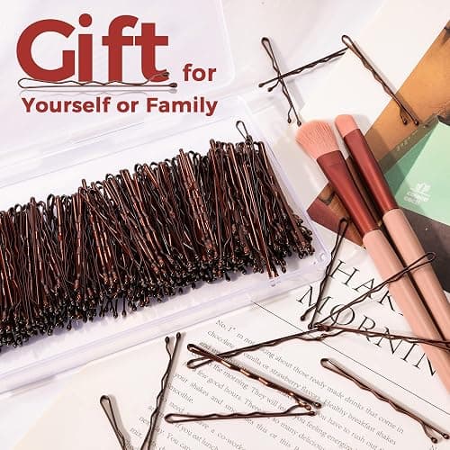 300 Pcs Bobby Pins Brown, EWAGOA Hair Pins for Women Girls and Kids, Invisible curled Hair clips with Storage box, Pain-Free Hairpins（2 Inch Brown） thumbnail 5