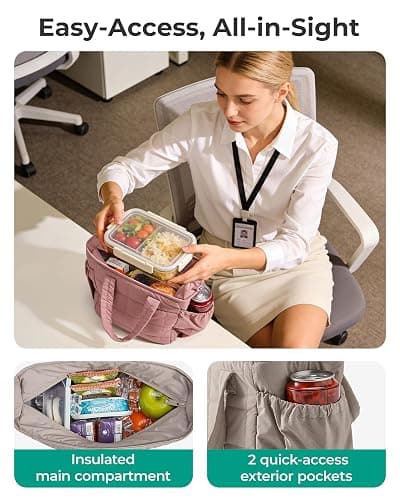 BAGSMART Lunch Bag Women Small Cute Quilted Insulated Leakproof Lightweight thumbnail 6
