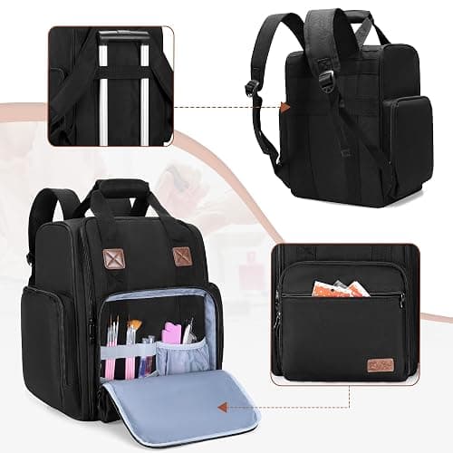 BAFASO Nail Polish Organizer Backpack Holds 105 Bottles (15ml - 0.5fl.oz) and a Nail Lamp, Nail Polish Backpack with 3 Removable Pouches and Multiple Tools Storage Pockets (Patented), Black thumbnail 4