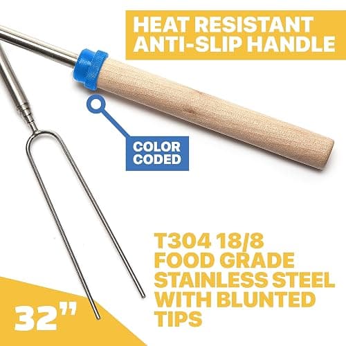 Grill Guru Smores Sticks for Fire Pit - Accessories for Campfire Marshmallow Roasting Sticks Smores Kit Outdoor-Smore Skewers Hot Dog Fork For Outside, Camping Essentials Bonfire Gear Long 32" 10 Pack thumbnail 2