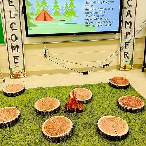 HYSEAS Decorative Round Throw Pillow, 3D Digital Print Comfortable Kids Funny Cute Wood Log Pillow Circle Seating Floor Cushion for Home, Couch, Sofa, Bedroom, Living Room Decor, Stump, 2 Pack thumbnail 2