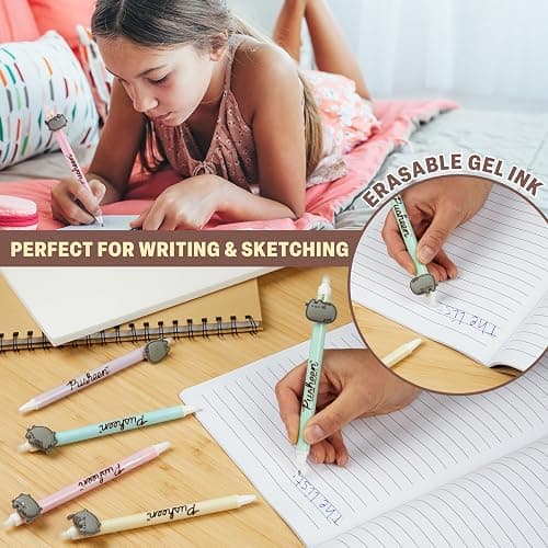 Get Trend Pusheen 5pcs Erasable Gel Ink Pens Cute Writing Pens for Kids Fun Stationery Set Kawaii Journaling Supplies Gift Set Cool Pen Gifts for Kids (Pusheen) thumbnail 4