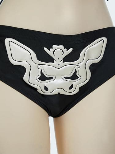 Meowcos Gothic-Bikini-Badeanzug, Gothic-Stil, einzigartiger schwarzer Totenkopf-Druck, dunkler Stil, Gothic-Badeanzug thumbnail 5