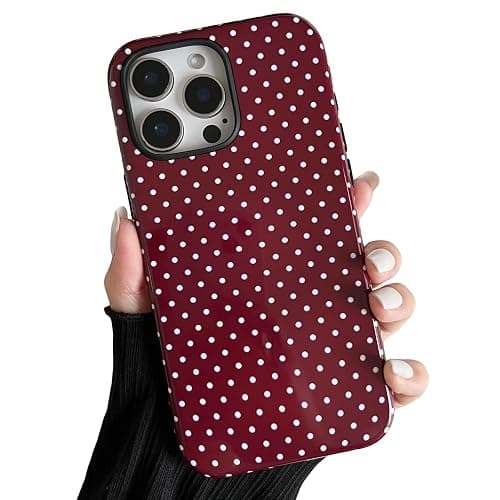 ⭐️ZTOFERA Magnetic Case for iPhone 16 Pro, Polka Dot Phone Case Cute for Girl Women, Compatible with Magsafe, Hard PC+Soft TPU Protective Phone Cover for iPhone 16 Pro-Wine Red - Image 1