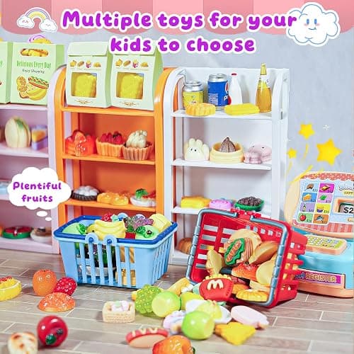183Mini Food Toys Dollhouse Fruit Vegetable Bread Rack Display Shelf Grocery Store Shopping Cart Basket Miniature Drink Supermarket Metal Handcart Kitchen Play Game Party Cash Register thumbnail 6