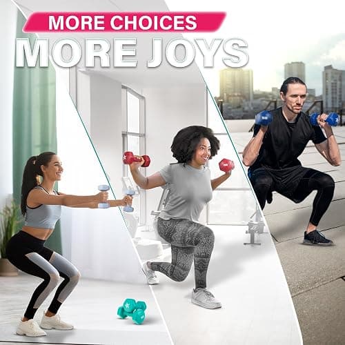 Yes4All Vinyl Coated Dumbbell, Set of 2 Cast Iron Dumbbells, Hexagon Head Prevents Rolling, Color Coded 2-15 Lb, Hand Weight Sets for Cardio, Aerobics & Step Workouts thumbnail 6
