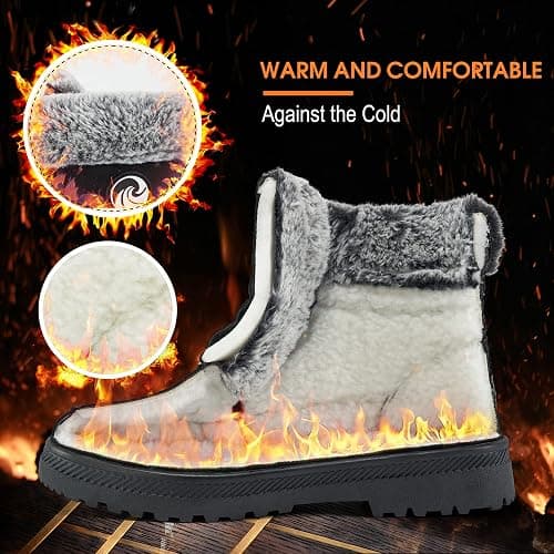 Warm Boots for Women Waterproof Booties Anti Slip Shoes Women Snow Boots Winter Shoes with Fur Lined thumbnail 4