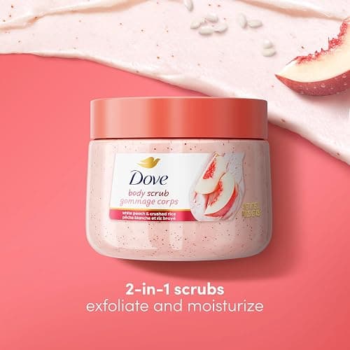 Dove Body Scrub White Peach & Crushed Rice, 15 oz | Exfoliating body scrub that buffs away dull skin and deeply nourishes for soft, smooth and radiant skin thumbnail 2
