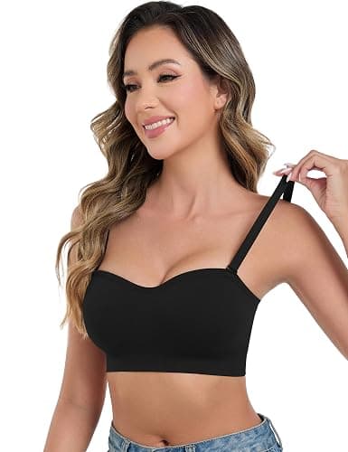 ANGOOL Strapless Bras for Women Wirefree Non-Slip Tube Top Invisible Bralette Seamless Padded Bandeau Bra thumbnail 7