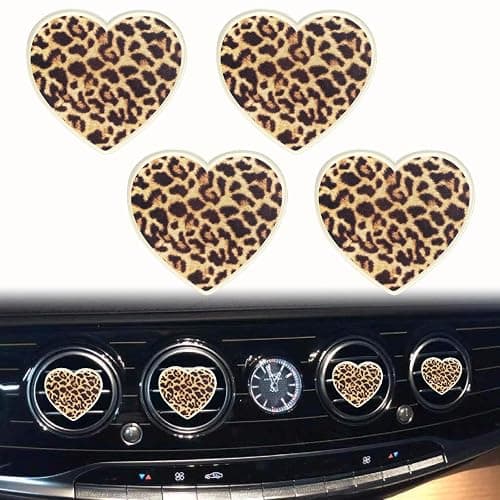 4 Pcs Leopard Print Heart Car Air Fresheners Vent Clips Long Lasting Car Diffuser Vent Clip Interior Decor Charm Decoration Cute Accessories for Women, Auto Accessories, Automotive Air Fresheners - Image 1
