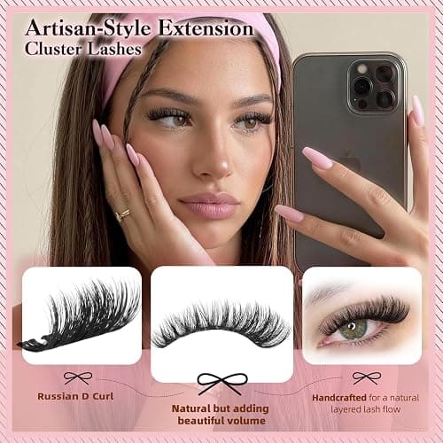 Goddvenus Filter Lash Clusters Kit Russian Volume Eyelashes Clusters | D Curl Wispy Cluster Eyelash Extensions Natural Fluffy Individual Lashes 10-16mm, DIY Eye Lash Extensions Kit False Eyelashes thumbnail 3