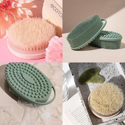 EcoTools Dry Body Brush for Circulation, Dead Skin Removal + Sage Green Silicone Body Scrubber & Massager for Exfoliating, Cleansing & Circulation, Self-Care Gifts thumbnail 6