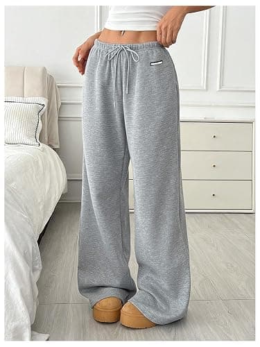 SOLY HUX Women's Drawstring Sweatpants Low Rise Baggy Wide Leg Pants with Pockets thumbnail 3