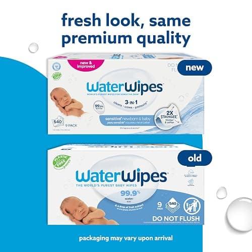 WaterWipes Sensitive+ Newborn & Baby Wipes, 3-In-1 Cleans, Cares, Protects, 99.9% Water, Unscented & Hypoallergenic, 540 Count (9 Packs) thumbnail 3