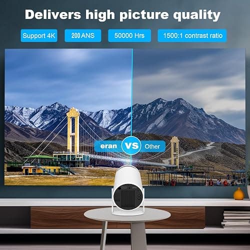 Mini Portable Projector, Support 4K 1080P with Dual-Band WIFI6 5G Wireless 5.0 Bluetooth Android 11,160 ANSI,180° Rotatable, Auto Keystone Correction, 35"-130" Screen Video Projector thumbnail 3