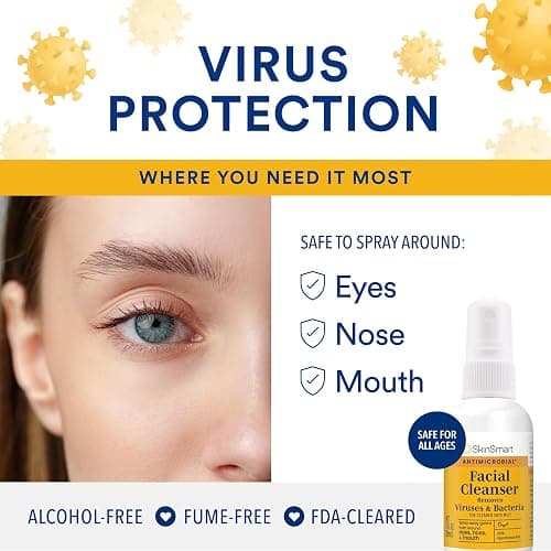 SkinSmart Antimicrobial Facial Cleanser Spray to Remove Viruses and Bacteria Around Eyes, Nose and Mouth, Fight Maskne, 2 oz Spray (3 Pack) Non-Irritating Hypochlorous Acid thumbnail 3