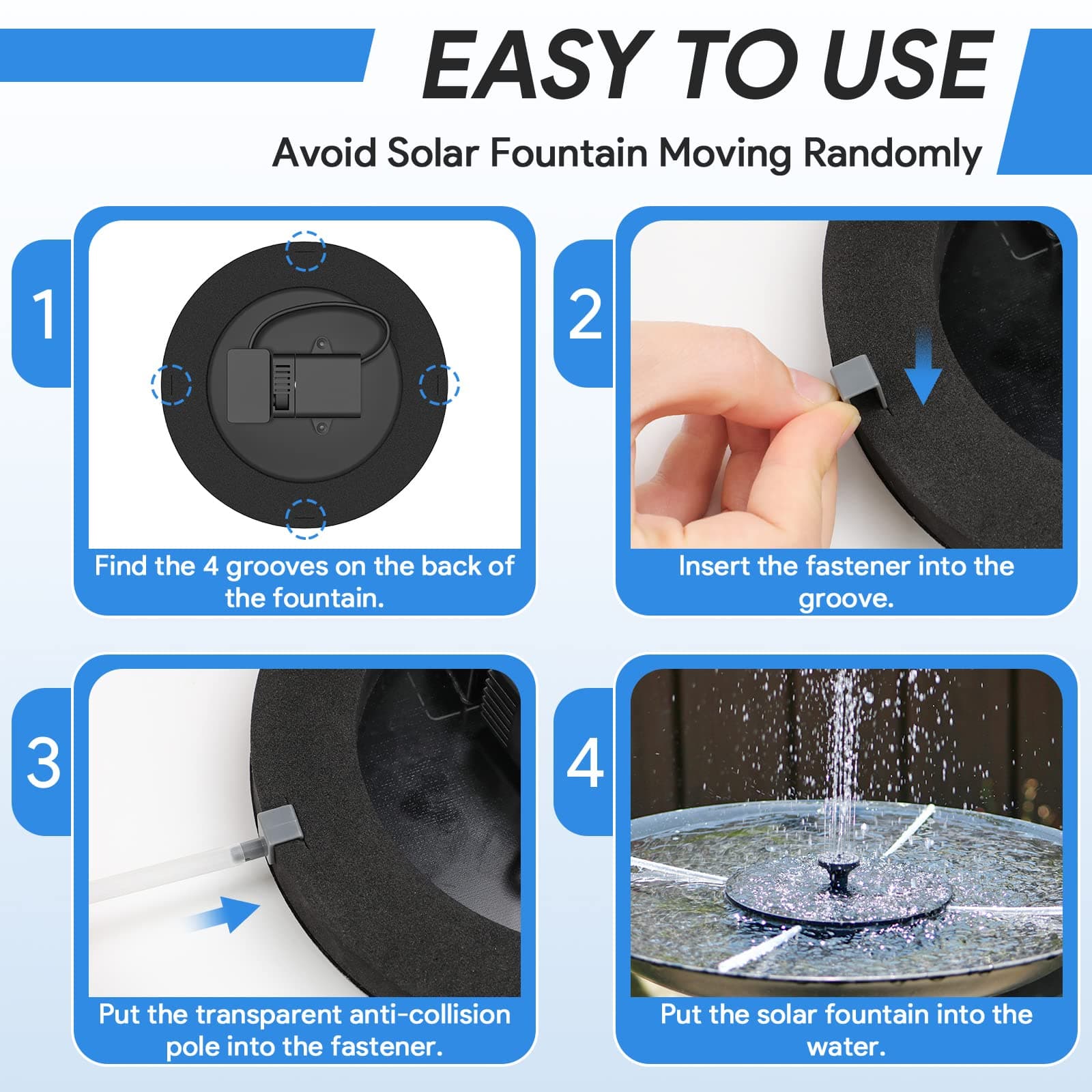Solar Fountain, Floating Solar Powered Water Fountain Pump for Bird Bath, Garden, Pond, Pool, Outdoor Solar Founatin (2.5W) thumbnail 7