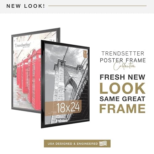 MCS Trendsetter 18x24 Poster Frame Black High-Gloss, Vertical & Horizontal Wall Hanging Large Picture Frame for Photos, Posters & Art Prints (1-Pack) thumbnail 3