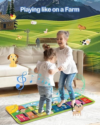 FOKI Floor Piano Mat for Toddlers, Sensory Educational Dancing Musical Keyboard Carpet Toy, Animal Sounds Touch Playmat Blanket, for 1 to 5 Years Old Boy and Girl thumbnail 4