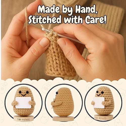 Tiny Potato - Positive Crochet with 30 Swappable Affirmation Cards | Small Gifts for Women, Teen Girls, BFF for Birthday, Mental Health Emotional Support, Christmas Stocking Stuffers, Just Because thumbnail 6