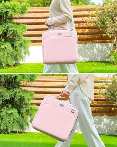 HINOOR 3-Inch 3-Ring Zipper Binder with Shoulder Strap and Multiple Pockets | D-Ring Zip Up Binder with 700 Sheets Capacity, Compatible with 13" MacBook/Tablet, for Middle School, Office, Pink thumbnail 6