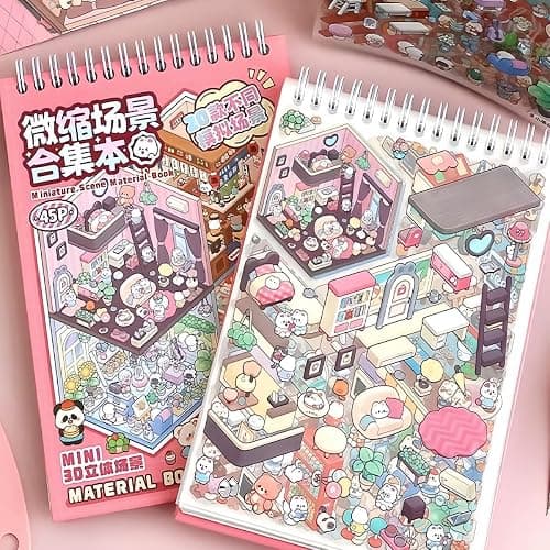 20 Sets 3D Sticker Therapy Scene Material Book,DIY 3D House Stickers Set for Adults,Rich Collection of 3D Space Stickers and Storage Spiral Notebook,Room Stickeer Book for Adults Kids thumbnail 7