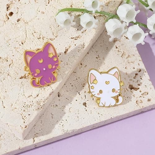 2pcs Anime Cat Brooch Pins For Women Enamel Pins for Backpacks Clothing Jackets Hats Cat Decoration Lady Gifts thumbnail 8