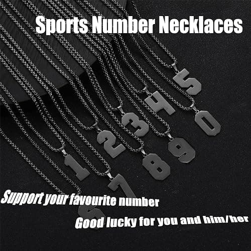 SKQIR Number Necklace for Men Black Baseball Jersey Number Pendant for Boys Athletes Number Chain Pendant for Boys Sport Stainless Steel necklace Stocking Stuffers Christmas New Year Gifts for Men thumbnail 5
