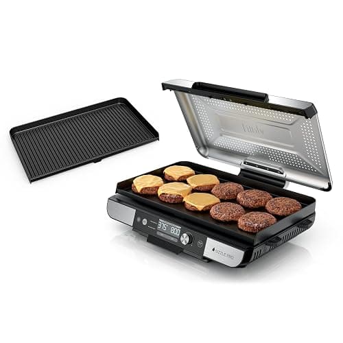 Ninja Sizzle Pro XL 20-Inch Indoor Griddle + Grill, Detachable Ventilated Lid, Grease Control, Ceramic Nonstick Plates, Even Edge Cooking, Extra Large Capacity, Versatile, Silver, GX101 - Image 1