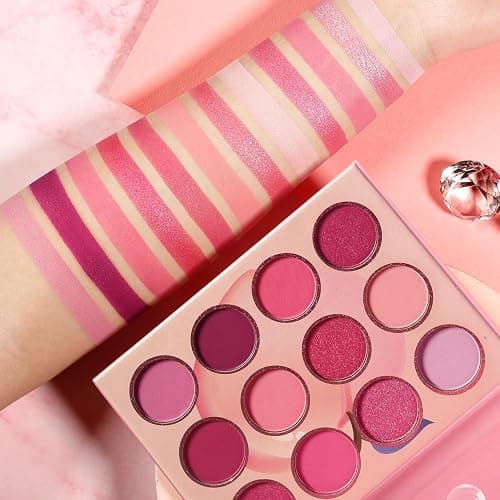 Pink Eyeshadow Palette,12 Colors Peach Matte & Shimmer Highly Pigmented Pink Mini Makeup Eyeshadow Pallet, Warm Natural Blendable Long Lasting Waterproof Small Pallets Eyeshadow for Women and Girls thumbnail 6