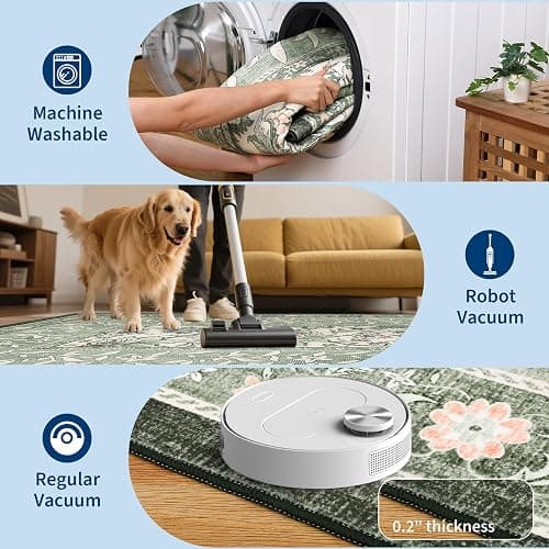 GarveeHome Sage Green 2x3 Door Mat Indoor Rugs for Entryway Provence Small Botanical Grove Cottagecore Washable Non-Slip Low-Pile Rug for Bedroom Kitchen Bathroom Entrance thumbnail 5