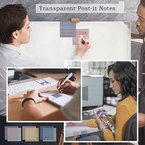 YOUDEFUL 800Pcs Transparent Sticky Note, 3"x3" Clear Sticky Note, Morandi | Waterproof Translucent Sticky Note for Books Annotation, Back to School Sticky Notes for Bible Study, School, Office thumbnail 6