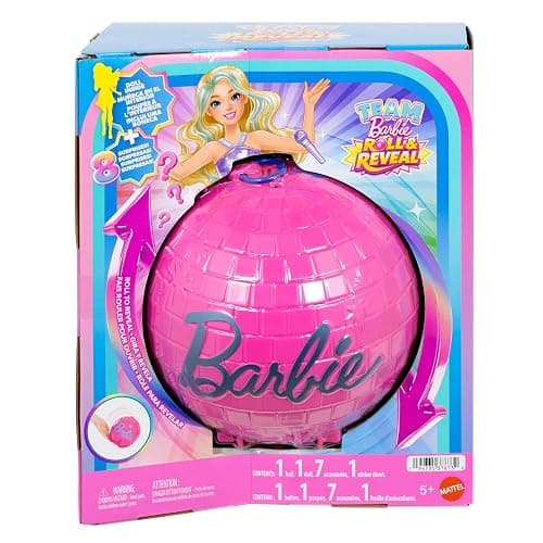 Barbie Team Roll and Reveal Pop Star Doll and Accessories | Blonde Fashion Doll & 8 Surprises and a Disco Ball Encasement thumbnail 6