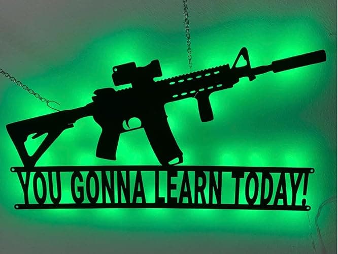 JACKLANE Metal Sign Custom Gun Metal Wall Art Led Light, Personalized Gunlover Name Sign Decoration For Home Wall Decor thumbnail 6