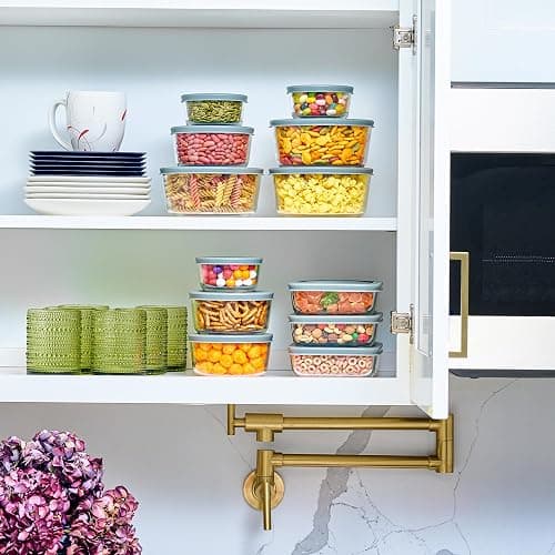 24pc Set Glass Food Storage Containers & Bowls with Airtight Lids - Leakproof BPA-Free Meal Prep Airtight Stackable Lunch Boxes, Kitchen Pantry & Storage Organizers - Microwave Freezer Dishwasher Safe thumbnail 7