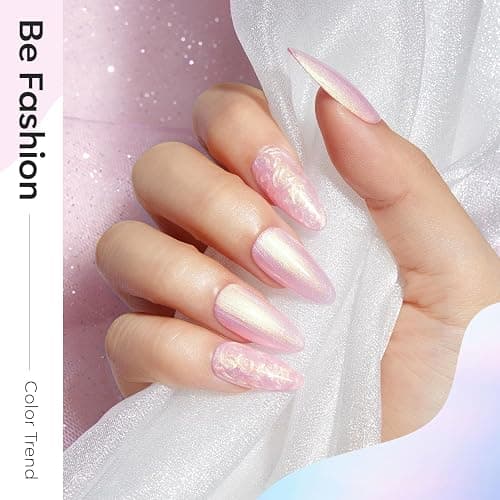 Modelones Vernis à Ongles Semi Permanent 6 Couleurs Rose Blanc Perle Effet Soak Off Vernis Gel Uv Semi Permanent avec Stick Dessine le Cercle pour Printemps Eté - Perle Rose thumbnail 3