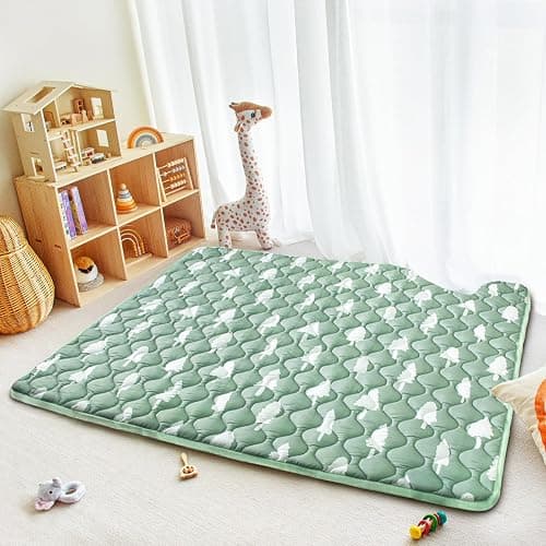 Beavtaens Baby Play Mats for Floor, 71”x59” Upgraded Thickness & Larger Super Soft Playmat for Babies and Toddlers, Foldable Washable, Upgrade Anti-Slip Crawling Mat for Playpen(Trees) thumbnail 6