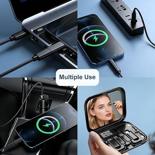 YANZIE USB Adapter Kit, Type-C to Lightning Adapter, USB-A to C, OTG, Black | Built-In Mirror, 12-Inch USB-C Cable and Micro-USB to C Converter for iPhone, Pixel and Galaxy thumbnail 2