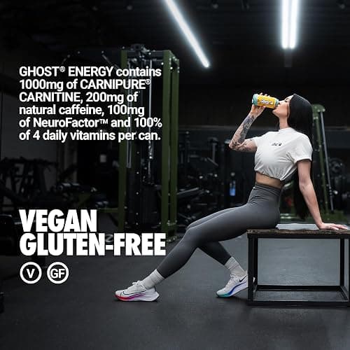 GHOST Energy Drink - 12-Pack, Tropical Mango, 16oz Cans - Energy & Focus & No Artificial Colors - 200mg of Natural Caffeine, L-Carnitine & Taurine - Gluten-Free & Vegan thumbnail 5