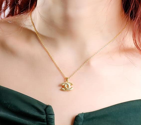 HONOLAYA 18K Gold Plated CZ Letter Pendant Necklace, Dainty Fashion Jewelry for Women, Yellow Gold Metal Chain, Perfect Daily Wear Gift thumbnail 4