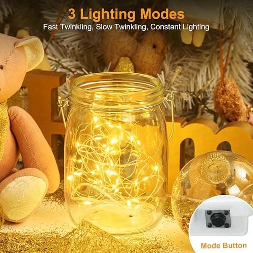 btfarm 18 Pack Fairy Lights Battery Operated [3 Modes], 7ft 20 Led Twinkle Lights Waterproof, Bulk Mini String Lights Battery Powered for Mason Jars Christmas Wedding Indoor, Warm White thumbnail 3
