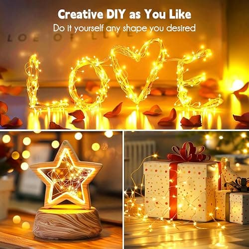Minetom Fairy Lights Plug in, 33Ft 100 LEDs Waterproof Silver Wire Firefly Lights, Adaptor Included, Starry String Lights for Wedding Indoor Outdoor Christmas Patio Garden Decoration, Warm White thumbnail 3