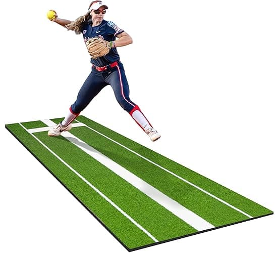 KuiBonu 2024 Upgraded Version Softball Pitching Mat with Rubber, Denser Antifade Turf, Antislip Rubber Bottom, 10' X 3' Softball Pitching Mound for Outdoor and Indoor - Image 1