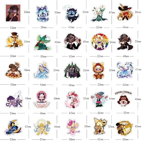 62 Pcs Cookie Run Kingdom Aesthetics Cartoon Waterproof Vinyl Stickers for Boys Adults for Water Bottles Laptop Suitcase for Birthday Party Supplies Halloween Decoration Favors thumbnail 3