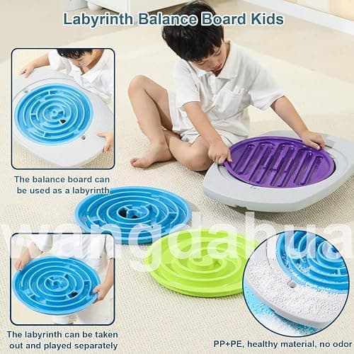 Balance Board for Kids, 20 inch Maze Rocking Seesaw with 2 Balls, 3 Replacement Labyrinth Boards, Toddler Wobble Board for Sensory Training, Non-Slip Pedals, Max Load 130 Lbs thumbnail 4