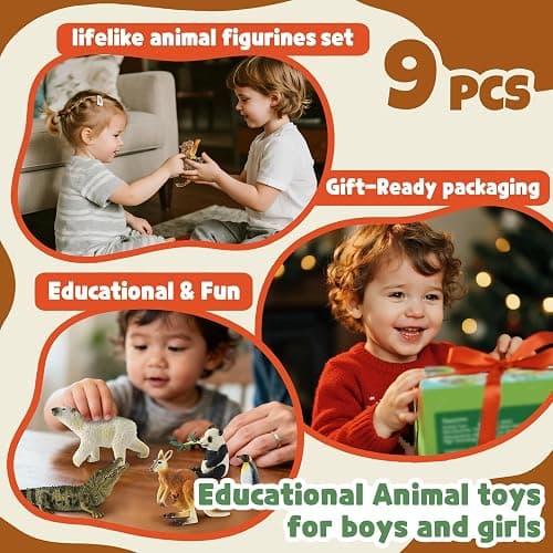Zippytots 9 PCS Zoo Animal Toys for Kids 3-5 Realistic Plastic Wild Animal Figurine Toys Educational Learning Toy for Kids Boys Girls Toddlers thumbnail 7