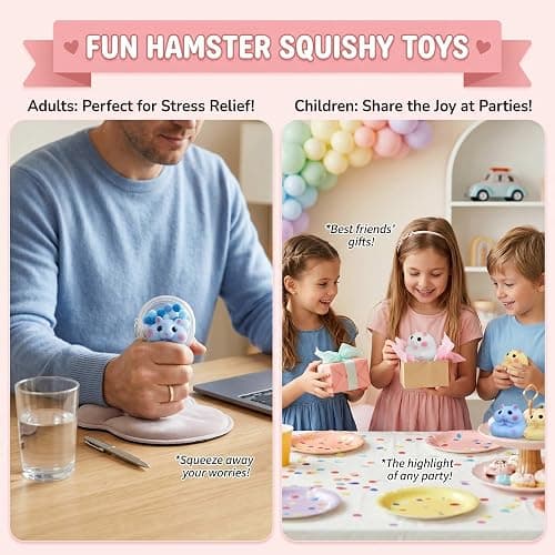 Handmade Taba Squishy Hamster Squeeze Toys, Soft Silicone Animal Squishies, Cute Squishy Hamster Fidget Toys for Kids & Adults, Sensory Anxiety Plushie for Stress Relief & Relaxation（Blue） thumbnail 6
