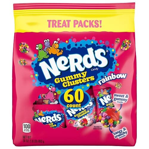 NERDS Gummy Clusters, Candy Treat Packs, Rainbow, Crunchy and Gummy, 30 oz (60 ct) thumbnail 10